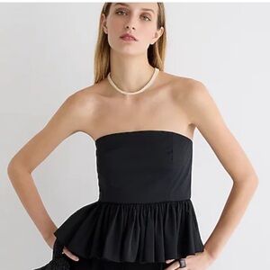 JCREW STRAPLESS TAFFETA PEPLUM TOP SZ 6